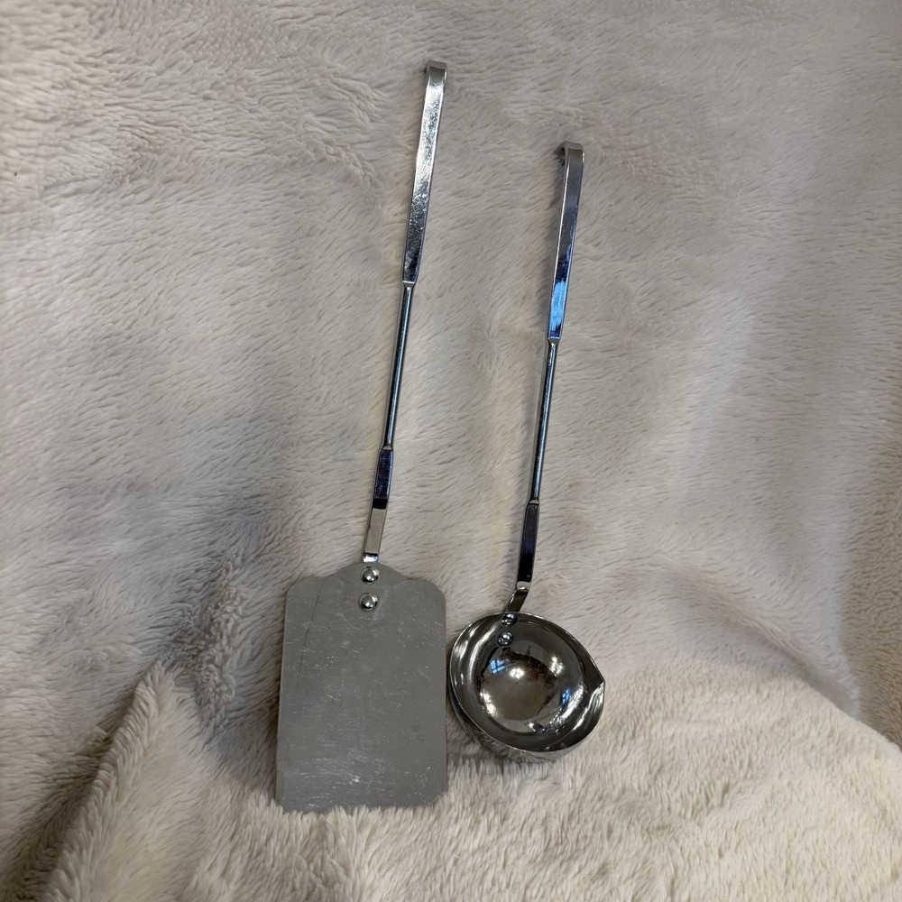Vintage Irvin Ware Chrome USA Spatula Soup Ladle Hanging Hook Handle